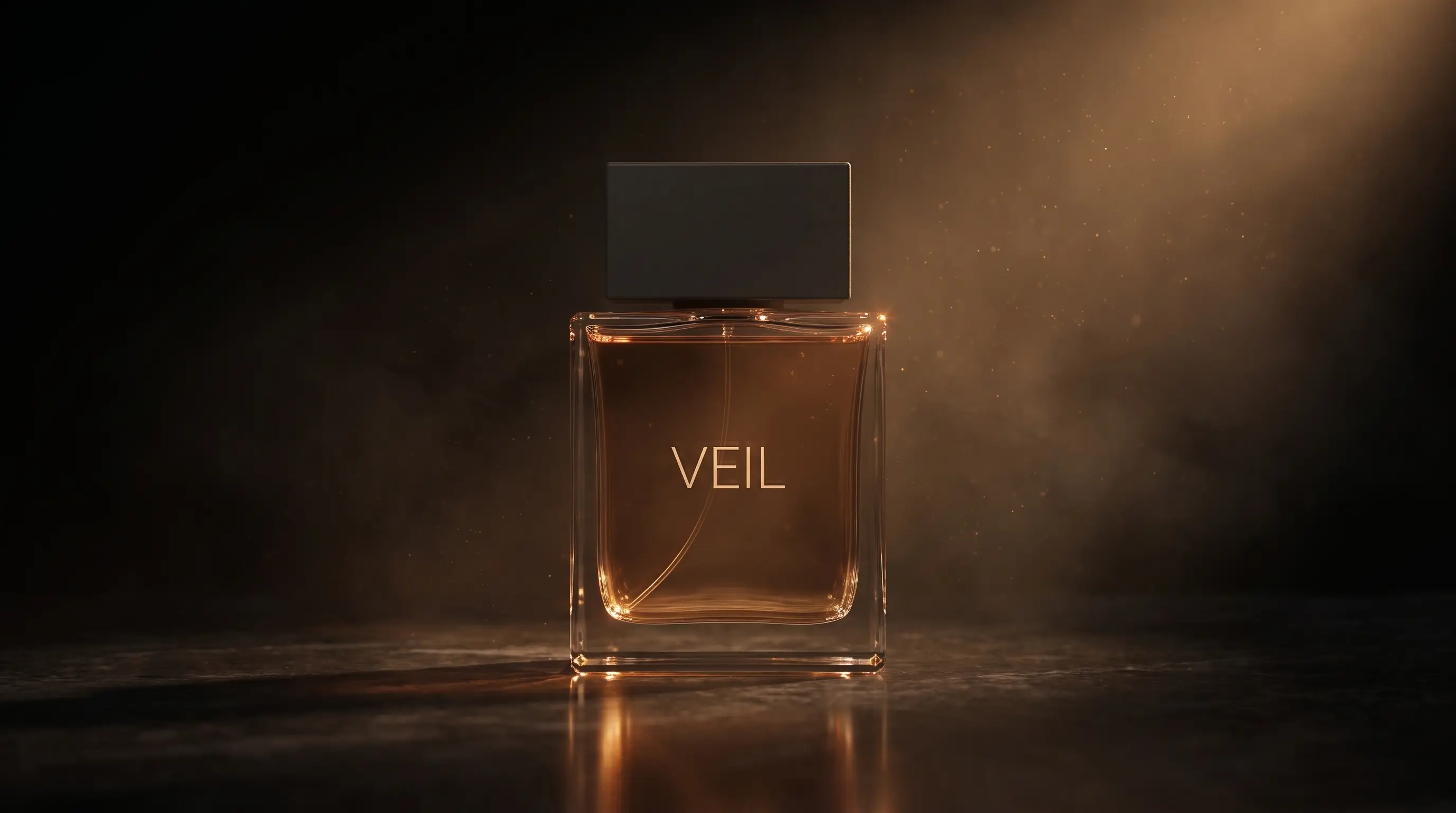 The exact same bottle inside a cinematic ember-lit world