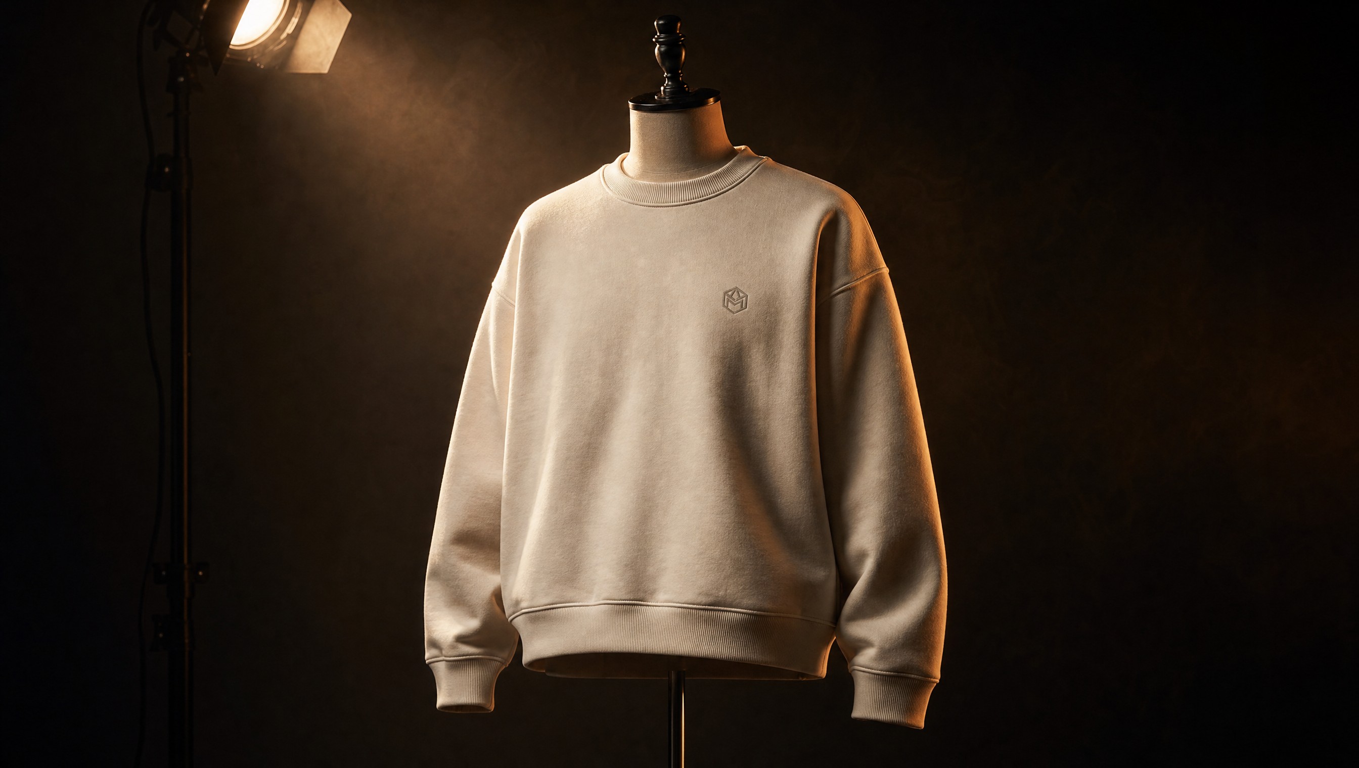 The sweatshirt in an early cinematic lighting setup